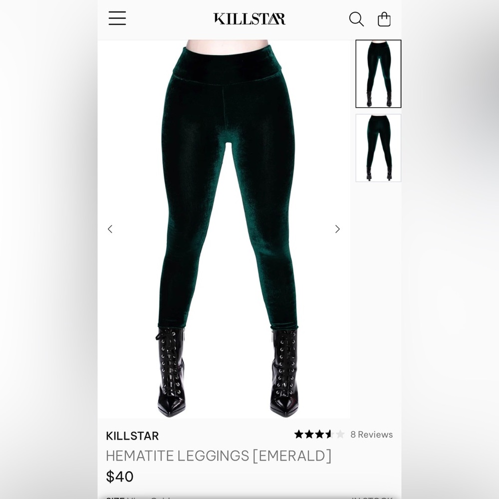 Killstar “Hematite” velvet stretch leggings BNWT